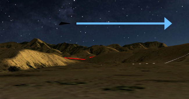 Fluttering black triangle UFO in Willcox night sky
