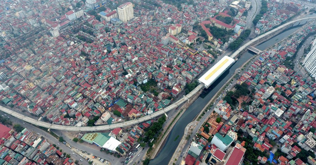 Flying along the first elevated railway line is about to run