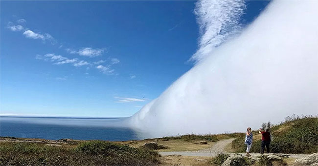 Fog wall covering British beach