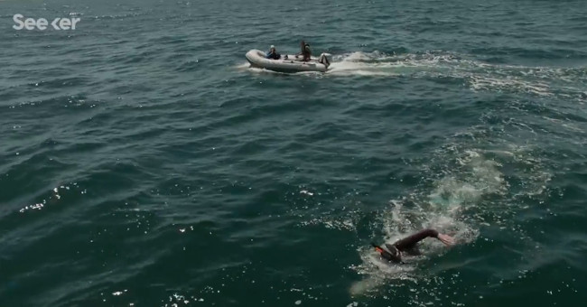 French athletes swim 8,850km across the Pacific