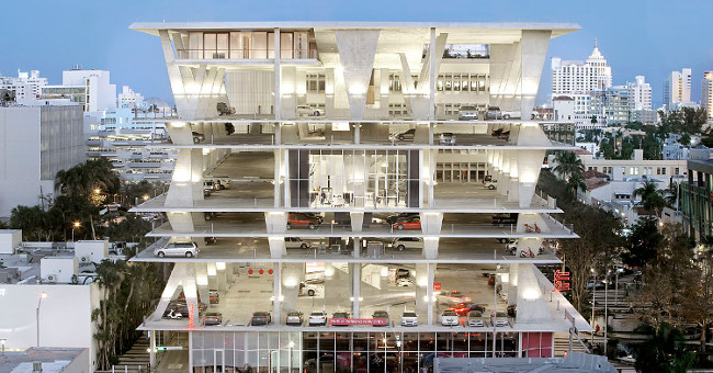 Garage and strange car park in the world