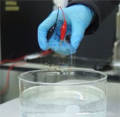 Generates electricity from toilet water