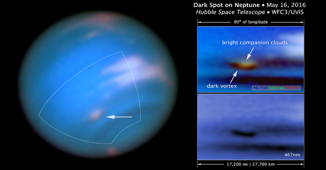 Giant hurricane on the star of the Neptune's sights on Hubble's sight