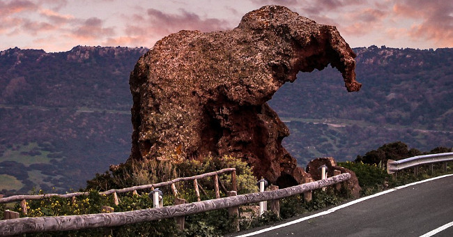 Giant stone elephants hold highways in Italy
