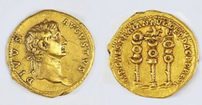 Gold coins 2,000 years of casting the Roman emperor was deified