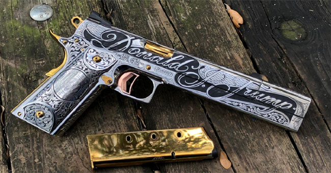 Gold-plated pistols designed specifically for Trump