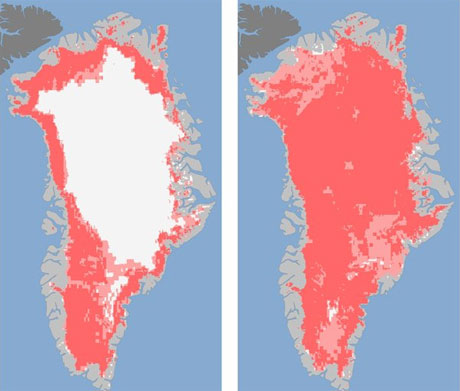 Greenland ice suddenly melted massively
