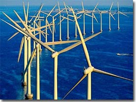 Grid using wind power