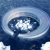 Harvest melted ice to provide water for cultivation