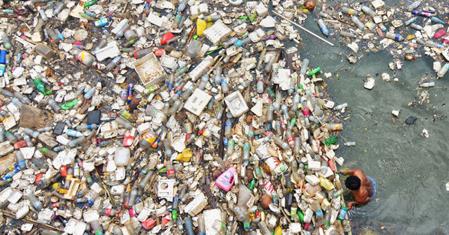 Haunting because the world is flooded with plastic waste