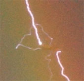 Heart with the sight of aircraft struck by lightning under the rainbow