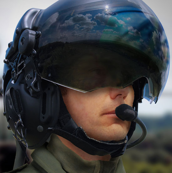 Helmet helps to see through the airplane
