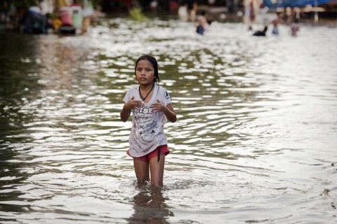 Historical flood scene in Thailand