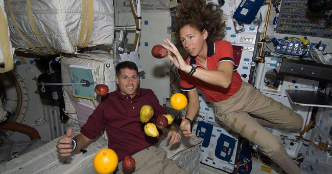 How do astronauts eat when things hang on?