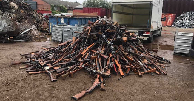 How is illegal weapons in Denmark destroyed?
