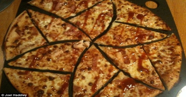 How to cut pizza into 5.7 or 11 equal parts?