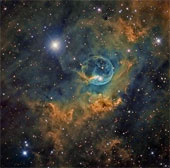 Huge blue eyes glow in the universe