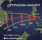 Hurricane Hagupit can land Vietnam on weekends