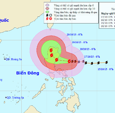 Hurricane Koppu turned to the north