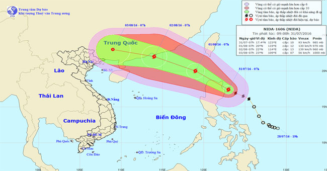 Hurricane Nida increased rapidly before entering the South China Sea