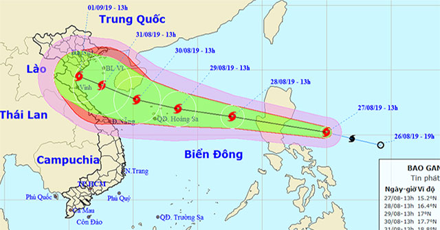 Hurricane Podul, level 10, is heading into the South China Sea