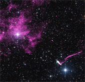 Image of the longest stream of particles emitted by neutron stars