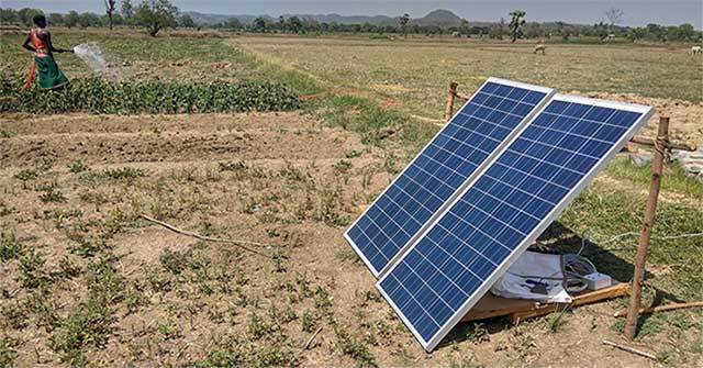 Indian farmers use ... solar energy to water plants