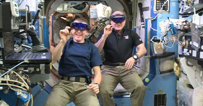 ISS station astronaut tests HoloLens glasses in space
