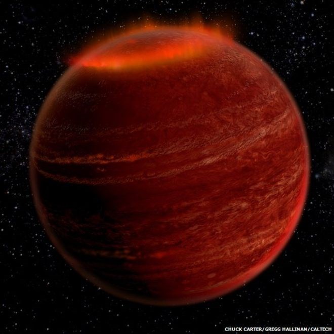 It is the first time to observe the aurora outside the Solar System