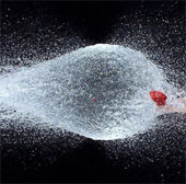 Jump of water droplets in the air