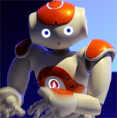 Launch of artificial leather robot, communication with people
