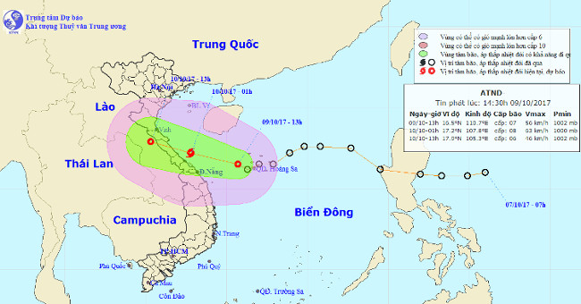 Low pressure to become a storm, landed in Ha Tinh - Quang Binh