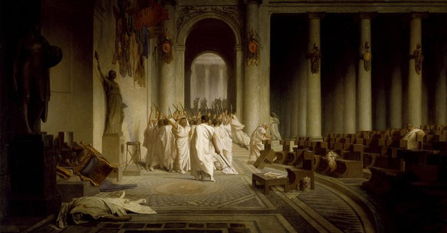March 15: Julius Caesar is murdered by dozens of seniors