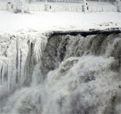 Marvelous ice fall waterfall in record cold wave