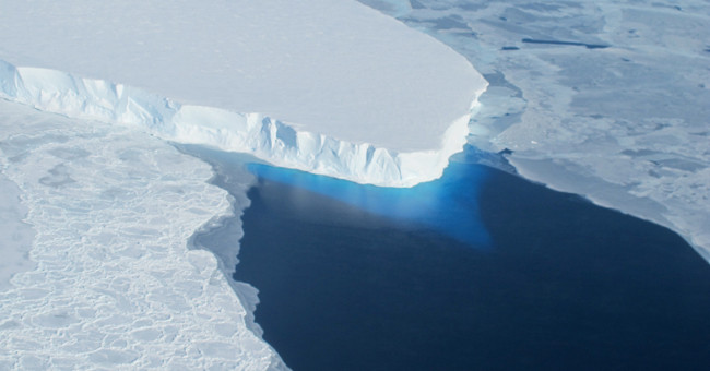 Melted glacier water subsides the ocean floor