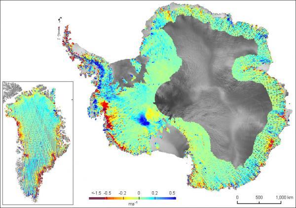 Melting ice in Greenland and Antarctic islands