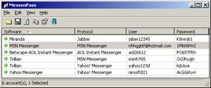 MessenPass 1.08 - Password recovery of messaging applications