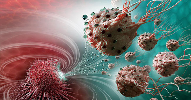 Micro-robot warrior looking for cancer cells