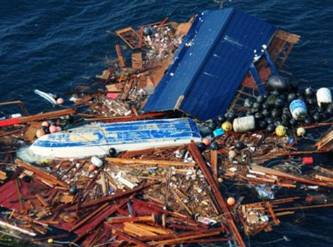 Millions of tons of garbage drifted from Japan to the United States