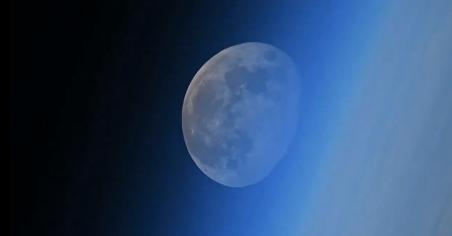 Moon dives looking from outer space