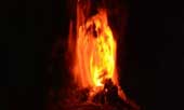 Mount Chile sprayed fire with bright light on the night