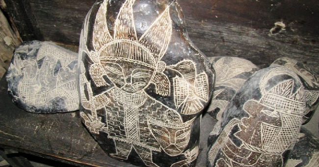 Mysterious carved black stones in Peru