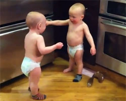 Mysterious conversation of 18-month-old twins