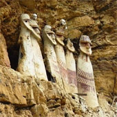 Mysterious human coffin on the cliff edge in Peru