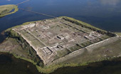 Mysterious island of ancient fortress in Siberia