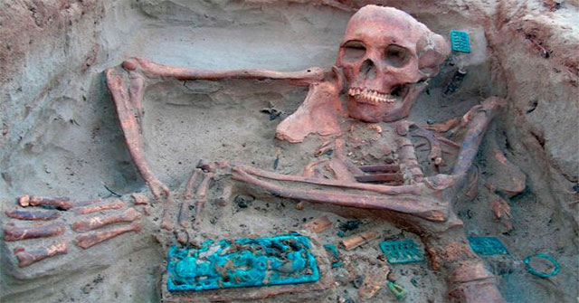 Mysterious noble beauty mummy in the stone coffin