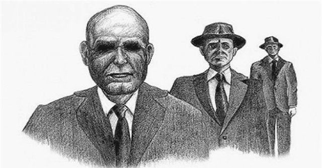 Mysterious people dressed in black protect the aliens