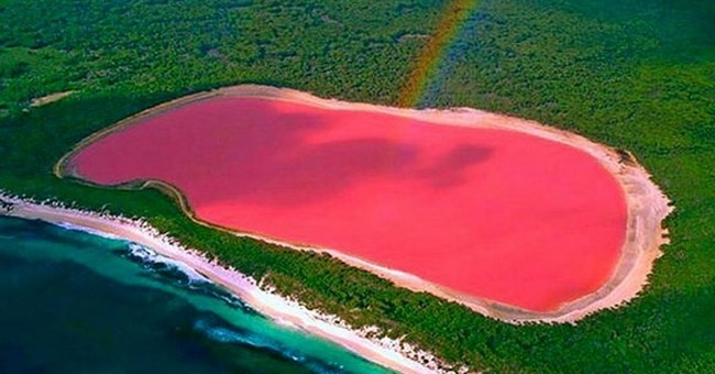 Mysterious rose lake in Australia