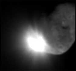 NASA bombarded the comet and launched 250,000 tons of water