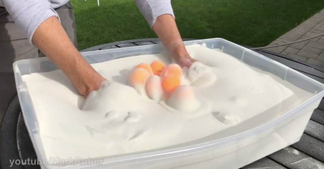 NASA engineers demonstrate the effect of turning sand into water